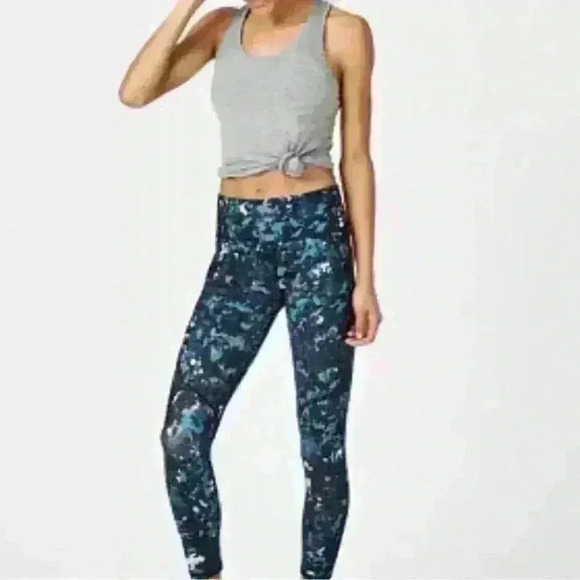 Sweaty Betty 7/8 The Power Green Deep Lake Camo Leggings Women’s Small - Picture 1 of 16